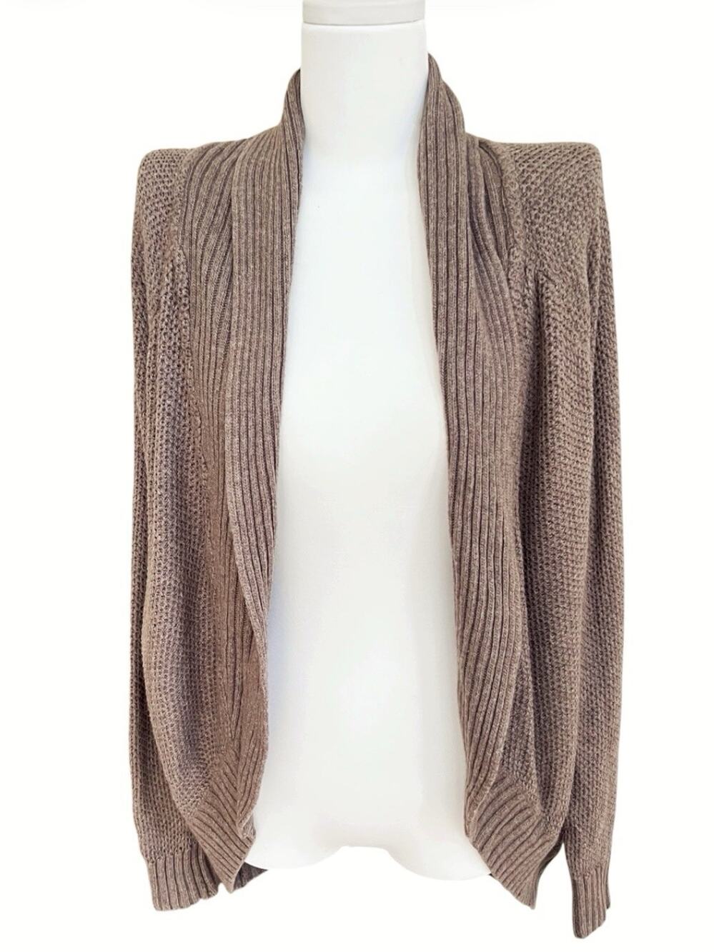 Talula Cocoon Open Front Cardigan Taupe Sz XS Angora Hair Cashmere Blend Coastal